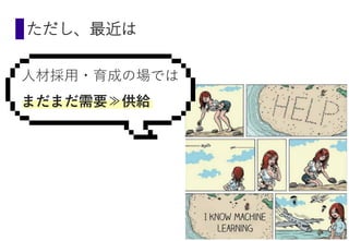 ただし、最近は
5
人材採用・育成の場では
まだまだ需要≫供給
 