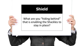 Shield
What are you “hiding behind”
that is enabling the Shackles to
stay in place?
 