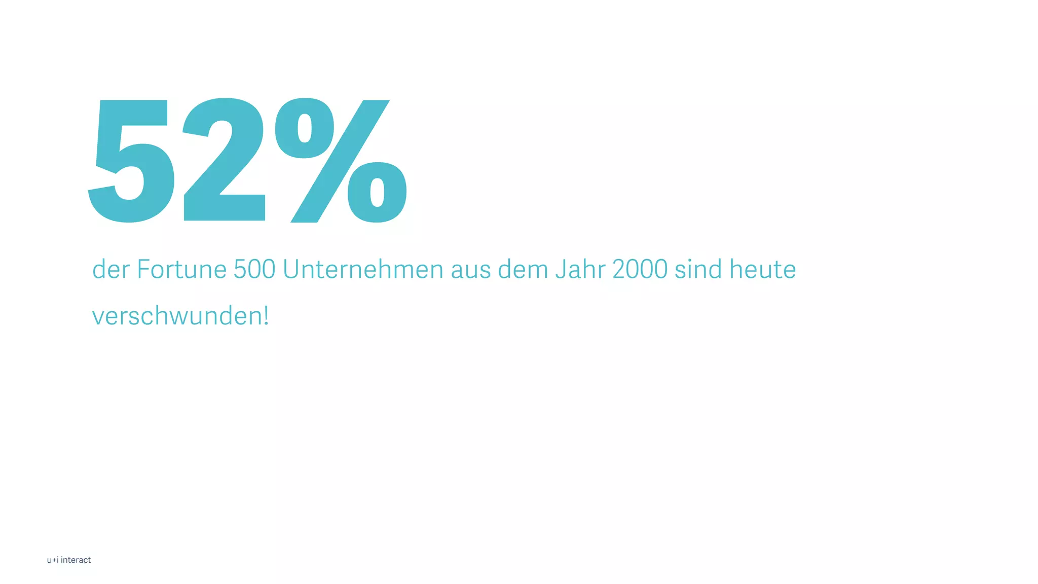 u+i interact
der Fortune 500 Unternehmen aus dem Jahr 2000 sind heute
verschwunden!
52%
 