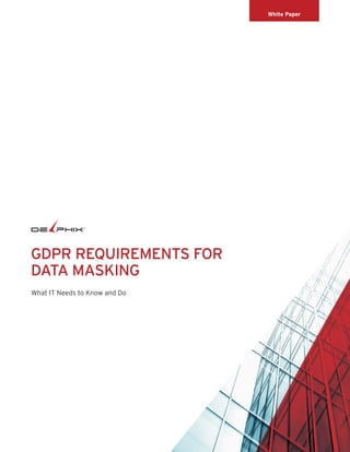 What IT Needs to Know and Do
GDPR REQUIREMENTS FOR
DATA MASKING
White Paper
 