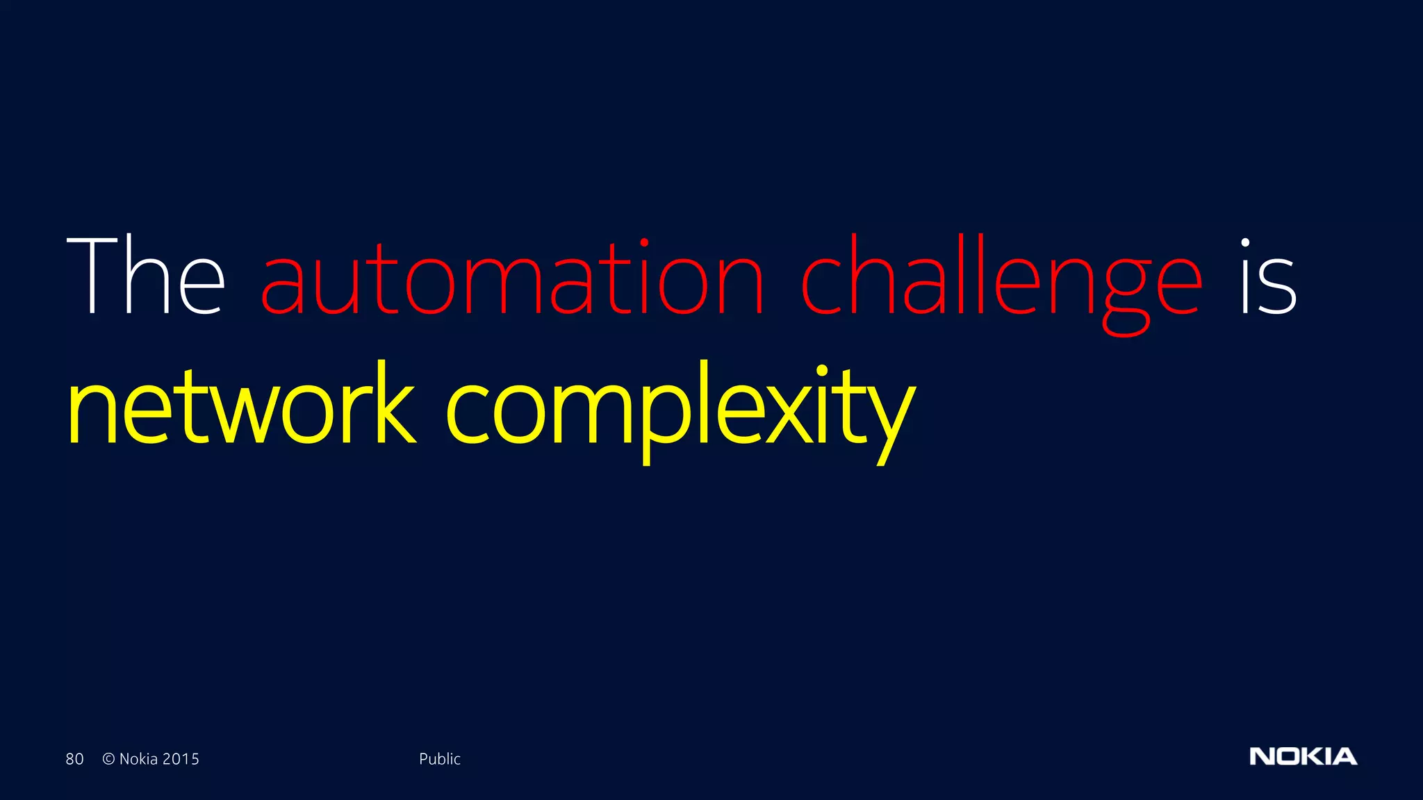 80 © Nokia 2015
The automation challenge is
network complexity
Public
 