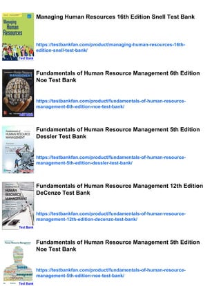 Principles of Human Resource Management 15th Edition Snell Test Bank | PDF