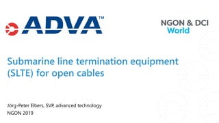 Submarine line termination equipment
(SLTE) for open cables
Jörg-Peter Elbers, SVP, advanced technology
NGON 2019
 