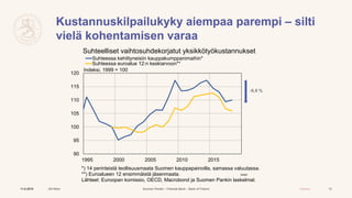 Suomen Pankin pääjohtaja Olli Rehn: Euroalueen rahoitusolot säilyvät kasvua tukevana – Suomen julkista taloutta syytä vahvistaa