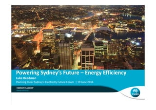 Luke Reedman
Powering Sydney’s Future – Energy Efficiency
Planning Inner Sydney’s Electricity Future Forum  | 19 June 2014
ENERGY FLAGSHIP
 