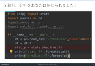 © 2019 Core Concept Technologies Inc.
2.統計、分析をあなたは任せられました！
42CONFIDENTIAL
 