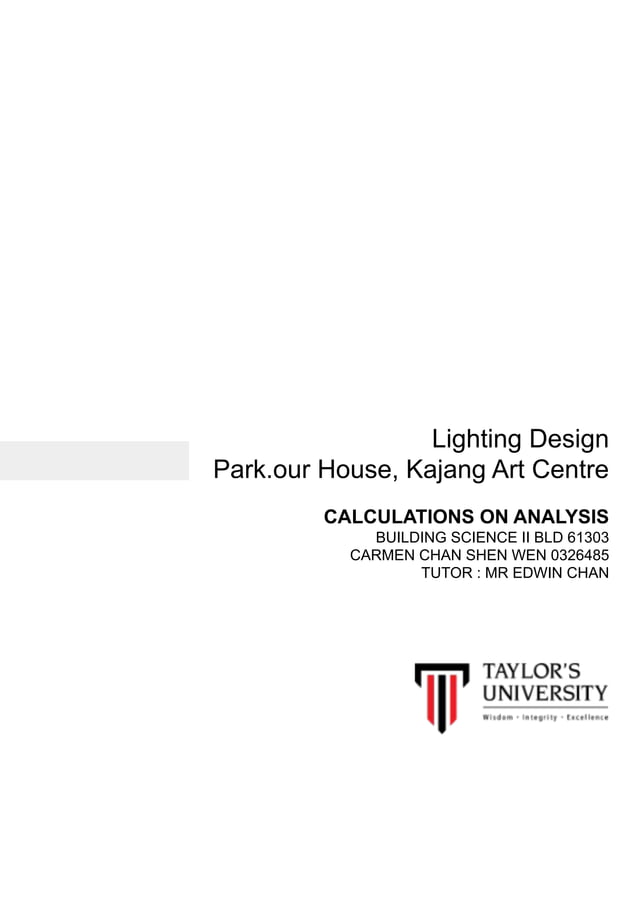 CALCULATIONS ON LIGHTING DESIGN PDF