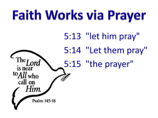 5:13 "let him pray"
5:14 "Let them pray"
5:15 "the prayer"
 