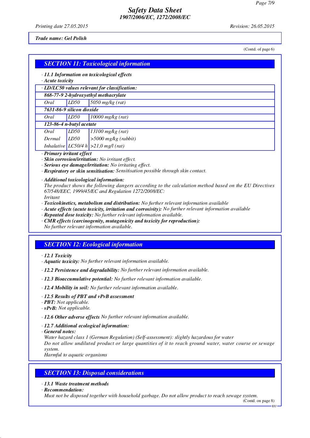 SGSMSDSIBN Gel Polish