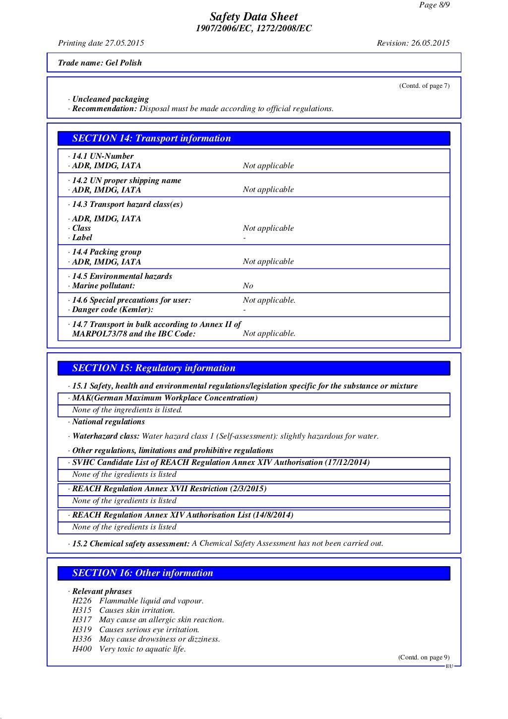 SGSMSDSIBN Gel Polish