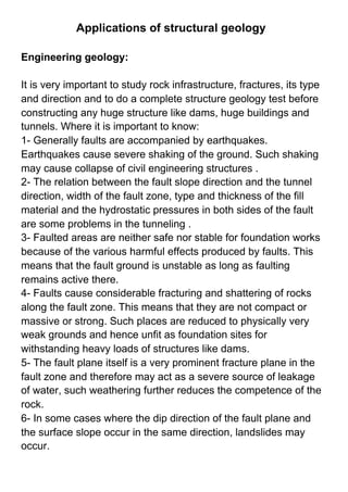 Application of structural geology to the solution of engineering ...