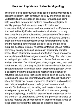 Application of structural geology to the solution of engineering ...