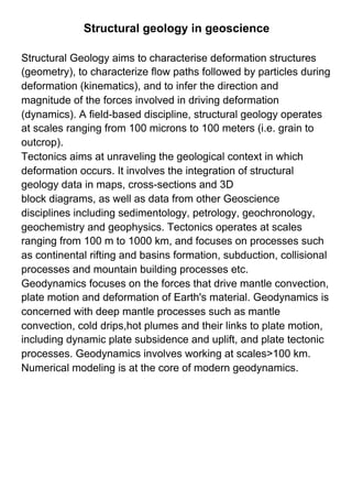 Application of structural geology to the solution of engineering ...