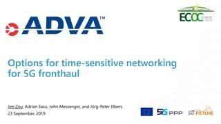 Options for time-sensitive networking
for 5G fronthaul
Jim Zou, Adrian Sasu, John Messenger, and Jörg-Peter Elbers
23 September, 2019
 