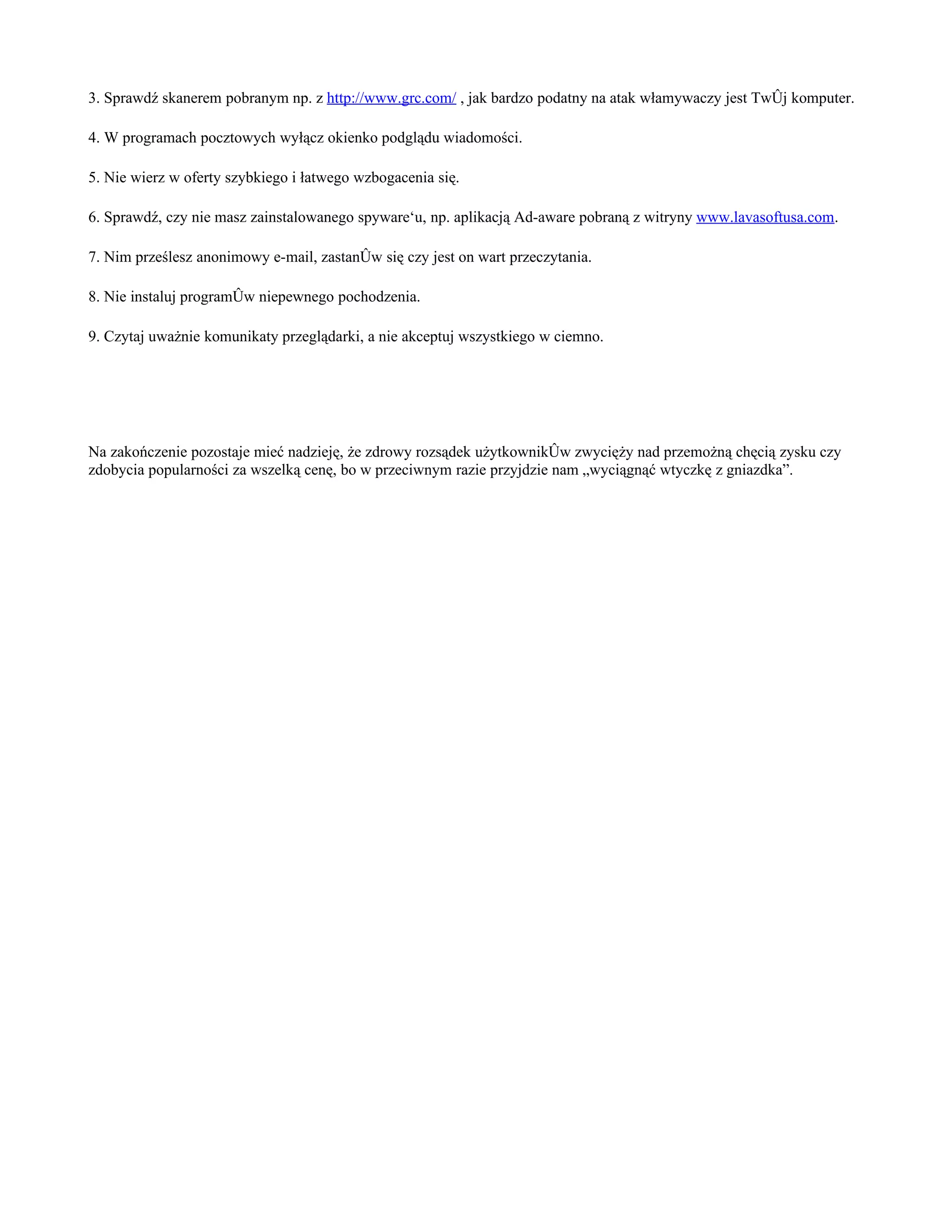Bezpieczeństwo w sieci Internet | PDF