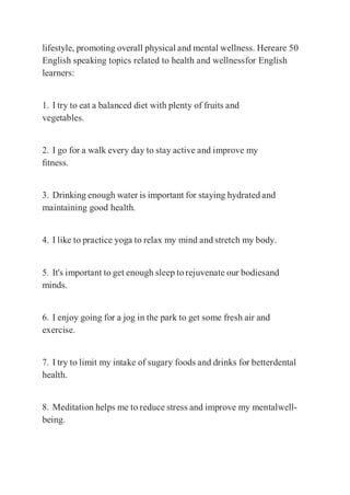 Speaking Topic Health 190+ Creative English Speaking Topics to Speak to Anyone.pdf