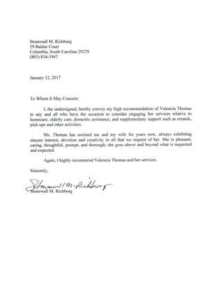 Mr Richburg recommendation letter