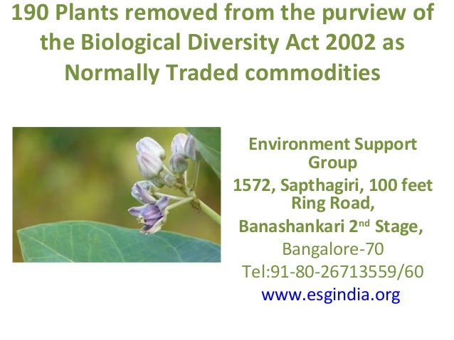 190 Plants Exempted From Biodiversity Act As Ntc 17 10 12 Cbd