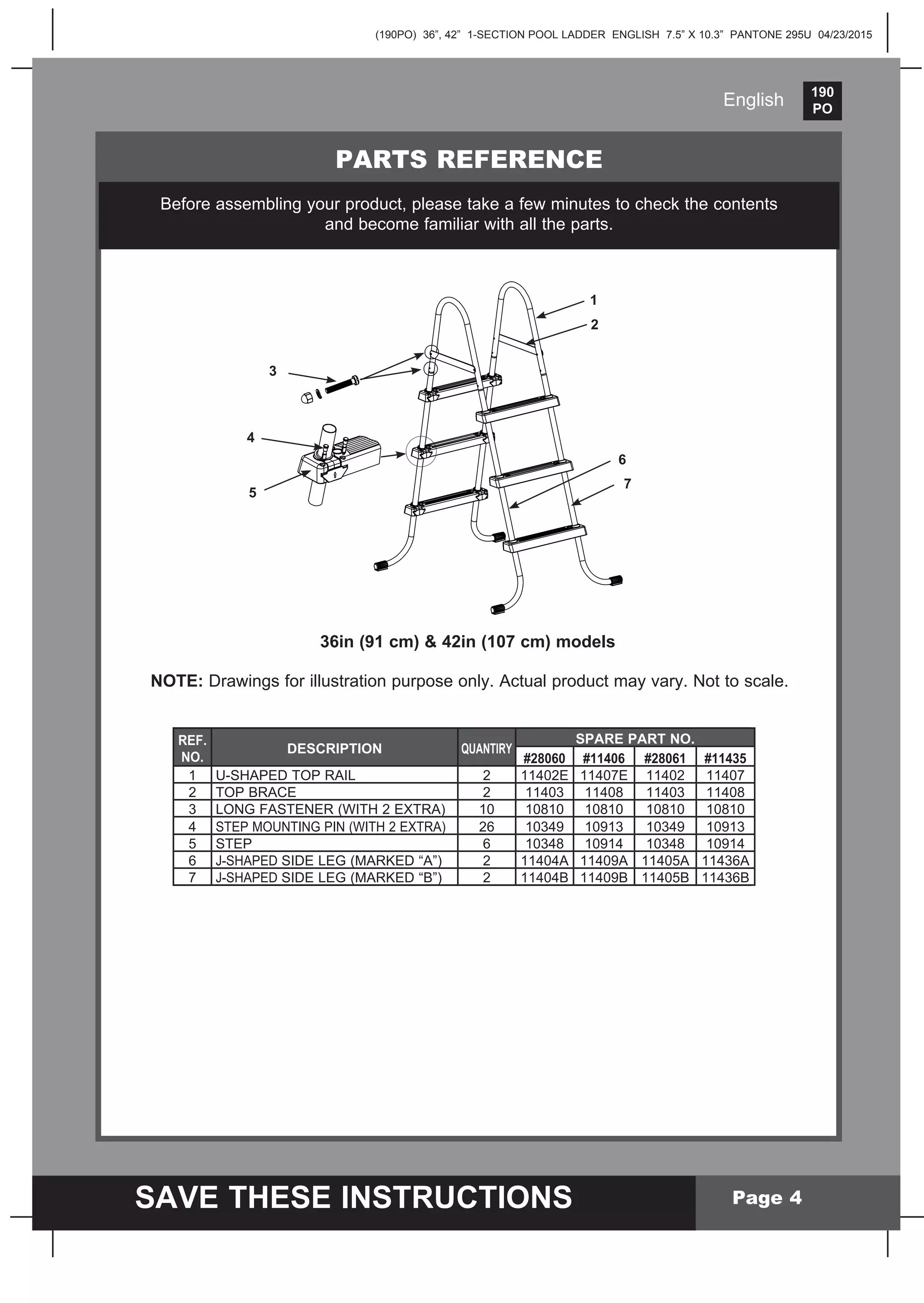 36 inch swimming pool ladder manual | PDF