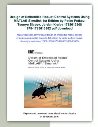 Design of Embedded Robust Control Systems Using MATLAB Simulink 1st ...