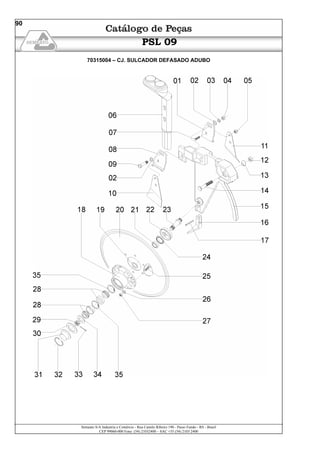 Semeato S/A Industria e Comércio - Rua Camilo Ribeiro 190 - Passo Fundo - RS - Brasil
CEP 99060-000 Fone: (54) 21032400 – SAC +55 (54) 2103 2400
90
PSL 09
70315004 – CJ. SULCADOR DEFASADO ADUBO
 