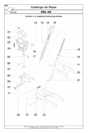 Semeato S/A Industria e Comércio - Rua Camilo Ribeiro 190 - Passo Fundo - RS - Brasil
CEP 99060-000 Fone: (54) 21032400 – SAC +55 (54) 2103 2400
102
PSL 09
70315012 – CJ. GARRA DO FACÃO GUILHOTINA
 