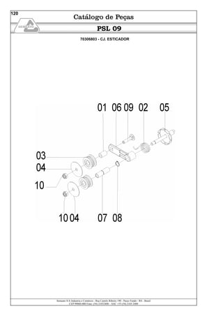 Semeato S/A Industria e Comércio - Rua Camilo Ribeiro 190 - Passo Fundo - RS - Brasil
CEP 99060-000 Fone: (54) 21032400 – SAC +55 (54) 2103 2400
120
PSL 09
70306803 - CJ. ESTICADOR
 