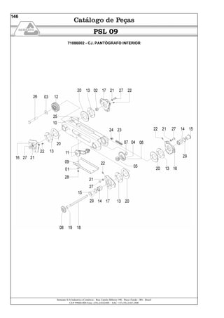 Semeato S/A Industria e Comércio - Rua Camilo Ribeiro 190 - Passo Fundo - RS - Brasil
CEP 99060-000 Fone: (54) 21032400 – SAC +55 (54) 2103 2400
146
PSL 09
71086002 - CJ. PANTÓGRAFO INFERIOR
 