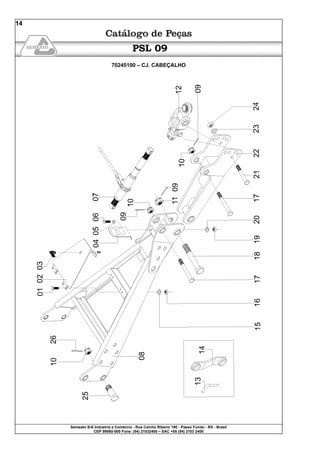Semeato S/A Industria e Comércio - Rua Camilo Ribeiro 190 - Passo Fundo - RS - Brasil
CEP 99060-000 Fone: (54) 21032400 – SAC +55 (54) 2103 2400
14
PSL 09
70245100 – CJ. CABEÇALHO
 