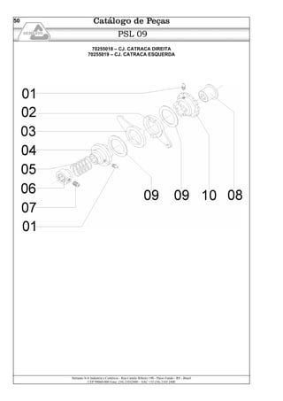 Semeato S/A Industria e Comércio - Rua Camilo Ribeiro 190 - Passo Fundo - RS - Brasil
CEP 99060-000 Fone: (54) 21032400 – SAC +55 (54) 2103 2400
50
PSL 09
70255018 – CJ. CATRACA DIREITA
70255019 – CJ. CATRACA ESQUERDA
 