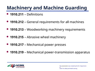 Machine Guarding Classification Machinery and Machine Guarding Presentation | PPTX