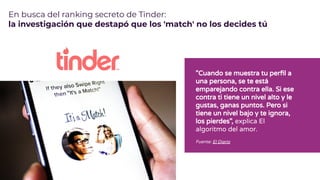 En busca del ranking secreto de Tinder:
la investigación que destapó que los 'match' no los decides tú
"Cuando se muestra ...