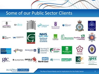 Some of our Public Sector Clients

The Rise of Social
Presentation Title Media and its Implications for the Public Sector

3

 