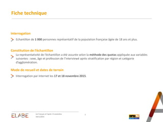 Interrogation
Fiche technique
2
Constitution de l’échantillon
Mode de recueil et dates de terrain
La représentativité de l...