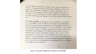 Source : document rédigé par B. Jurdant en 1979/1980
 