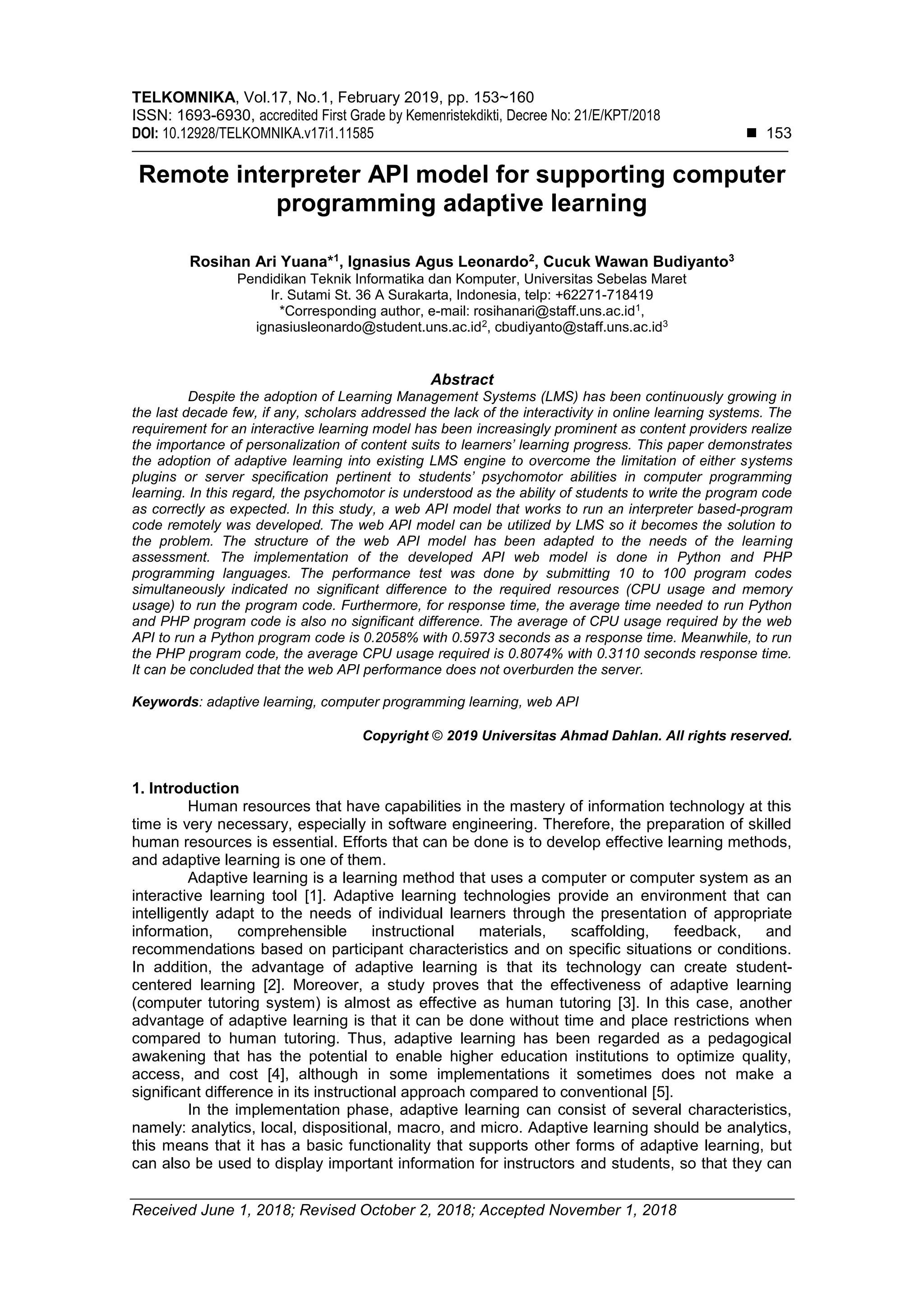 Remote interpreter API model for supporting computer programming ...
