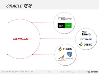 © 2019 CUBRID Co., Ltd. All rights reserved.3 / 27공개소프트웨어 기반 클라우드 트렌드 세미나 in 대구
ORACLE 대체
 