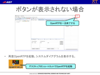 ボタンが表示されない場合
OpenRTPを一旦終了する
• 再度OpenRTPを起動、システムダイアグラムを表示する。
デスクトップのショートカットでOpenRTPを起動
 