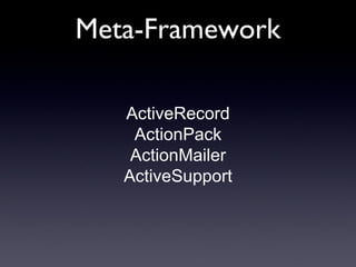 ActiveRecord ActionPack ActionMailer ActiveSupport Meta-Framework 