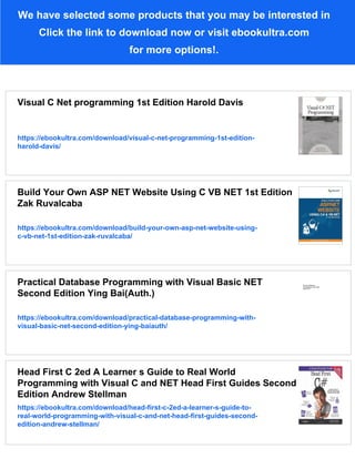 NET Programming A Practical Guide Using C 1st Edition Pradeep Tapadiya ...