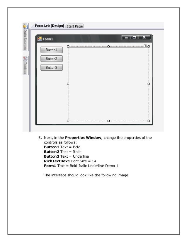 Apply Bold, Italic and Underline to Selected Text in a RichtextBox us…