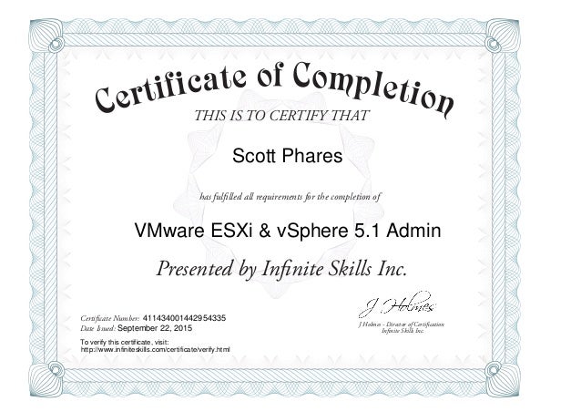 certification of completion
