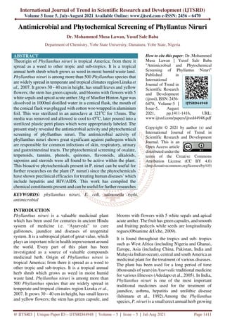 Antimicrobial and Phytochemical Screening of Phyllantus Niruri | PDF