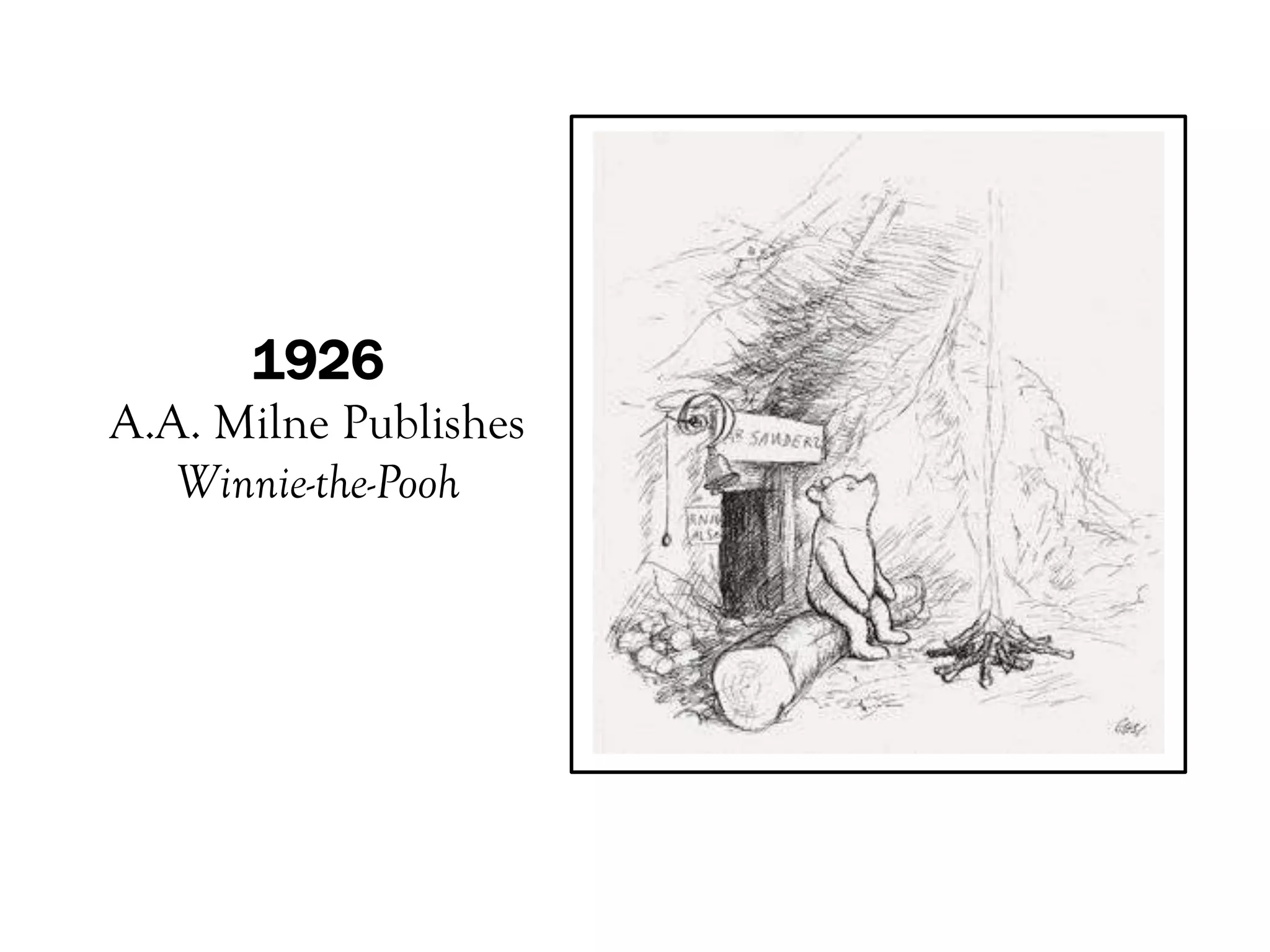 1926
A.A. Milne Publishes
   Winnie-the-Pooh
 