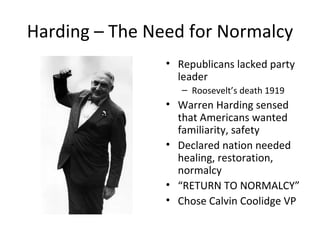 1920s Lecture 2 Harding And Coolidge | PPT