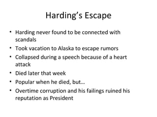 Hading Later 1920s Lecture 2 Harding And Coolidge | PPT