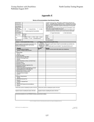 Testing Students with Disabilities North Carolina Testing Program
Published August 2019
137
Appendix E
 