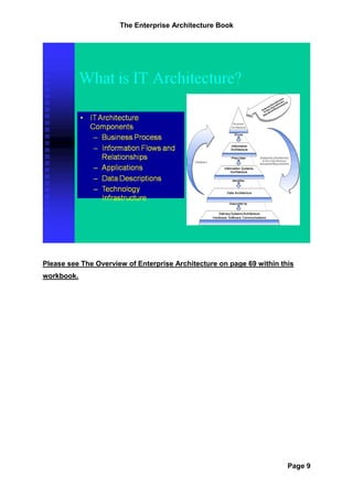 The Enterprise Architecture Book




Please see The Overview of Enterprise Architecture on page 69 within this
workbook.




                                                                       Page 9
 
