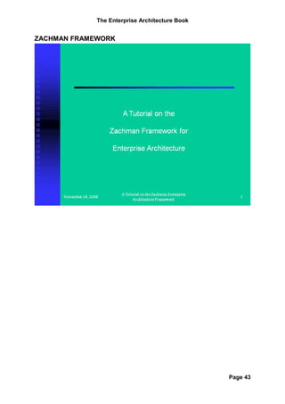 The Enterprise Architecture Book


ZACHMAN FRAMEWORK




                                                Page 43
 