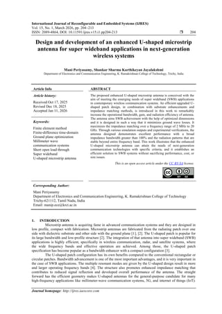 Design and development of an enhanced U-shaped microstrip antenna for ...